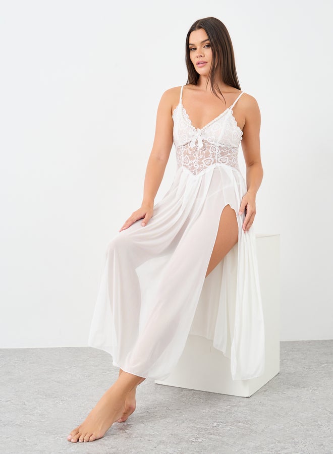 ستايلي باب دول ستايلي مزين بشرائط بفتحتين جانبيتين مع ثونغ - Image 2