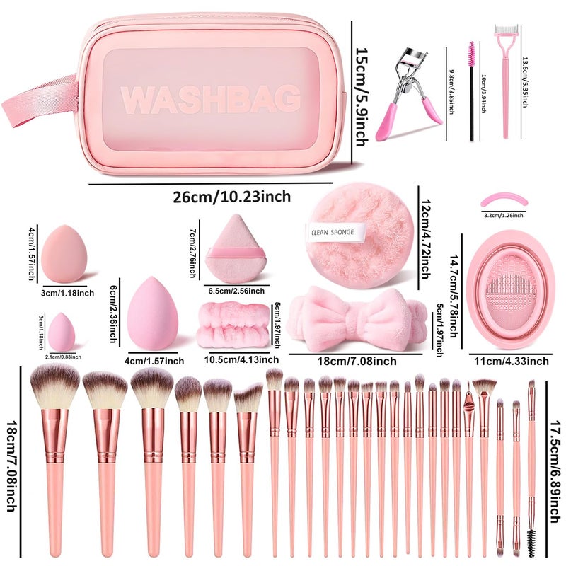 HGHDBT 70Pcs Pink Makeup Brushes Set Professional Makeup Kit Multi-functional Makeup Tool Set with Case Facial Makeup Accessories, Foundation Makeup Brush Kit Eye and Face Make up Brushes & Tools - Image 4