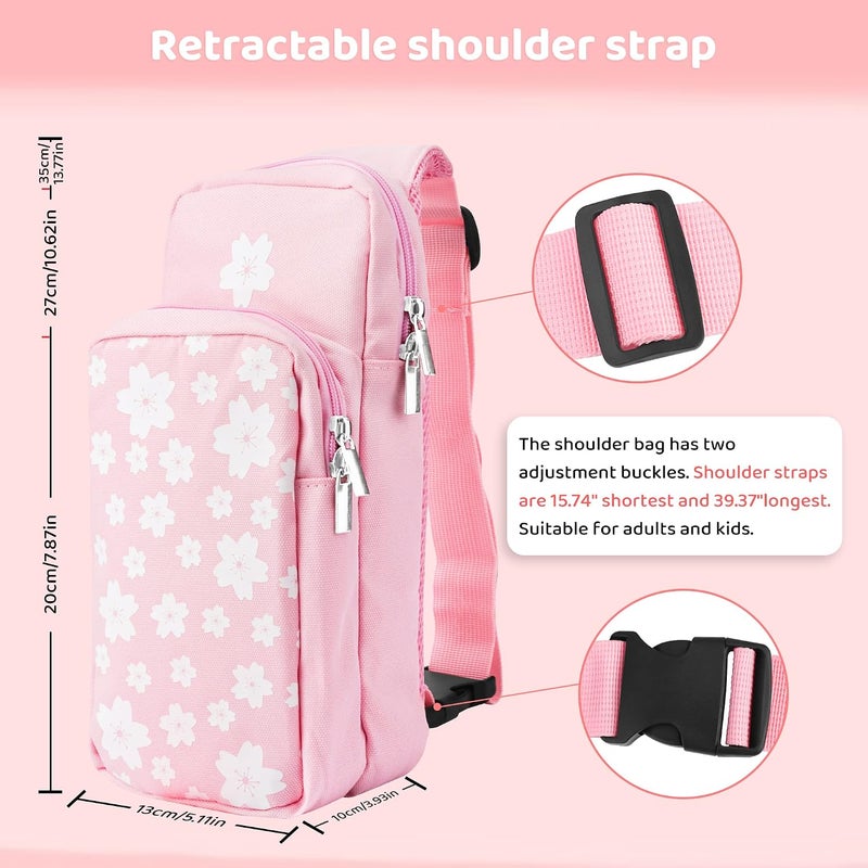 GLDRAM Travel Bag Bundle for Nintendo Switch, Cute Carrying Case for Switch Lite & Switch OLED, Shoulder Bag Accessories Kit for Switch with Game Case, Thumb Grip Caps (Pink Sakura) - Image 3