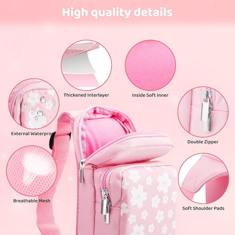 GLDRAM Travel Bag Bundle for Nintendo Switch, Cute Carrying Case for Switch Lite & Switch OLED, Shoulder Bag Accessories Kit for Switch with Game Case, Thumb Grip Caps (Pink Sakura) - Image 2