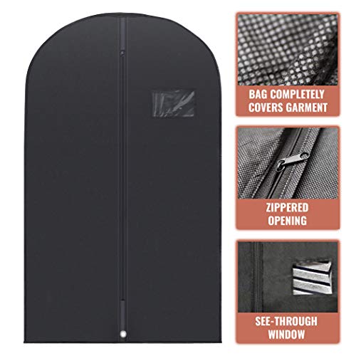 PLX 40" Black Garment Bags Suit Bag for Travel & Clothing Storage of Dresses, Shirts, Fur Coats, Jackets & Dance Costumes - Hanging Suit Cover for Men & Women Closet Storage Garment Protector - Image 2