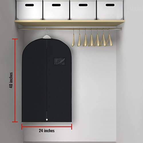 PLX 40" Black Garment Bags Suit Bag for Travel & Clothing Storage of Dresses, Shirts, Fur Coats, Jackets & Dance Costumes - Hanging Suit Cover for Men & Women Closet Storage Garment Protector - Image 4