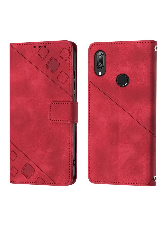 S-TOP Case For Honor 10 Lite / Huawei P smart 2019 Skin-feel Embossed Leather Phone Case - Image 2