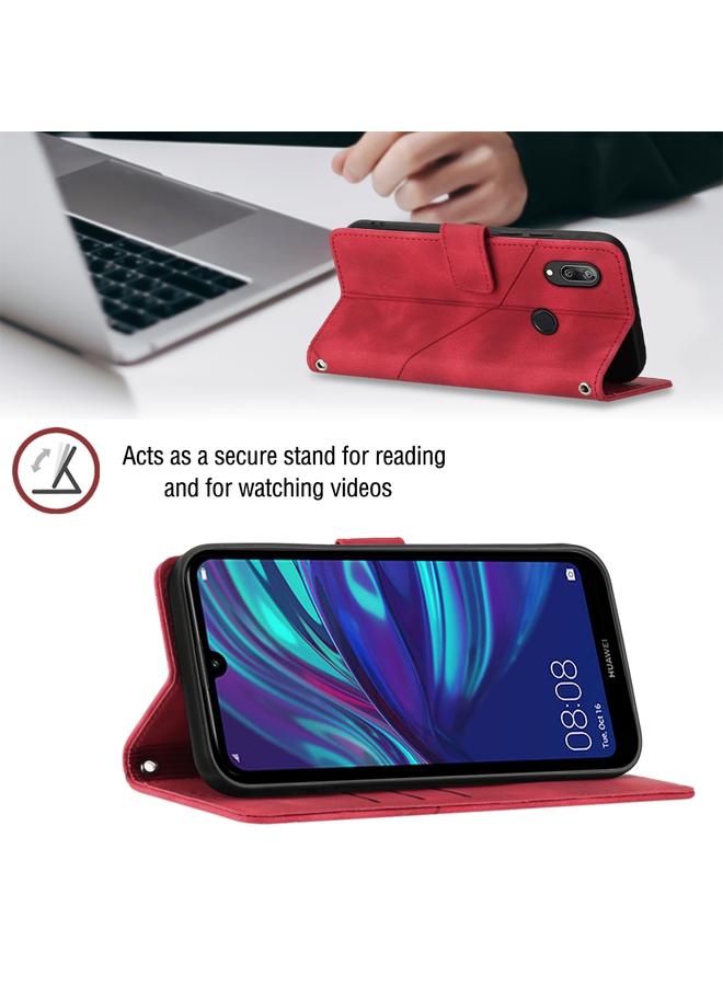 S-TOP Case For Honor 10 Lite / Huawei P smart 2019 Skin-feel Embossed Leather Phone Case - Image 4