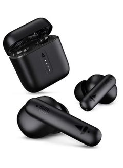 Haino Teko Airdopes 141 Bluetooth TWS Earbuds with 42H Playtime, Low Latency Mode for Gaming, ENx Tech, IWP, IPX4 Water Resistance, Smooth Touch Controls, Bold Black  - Image 1