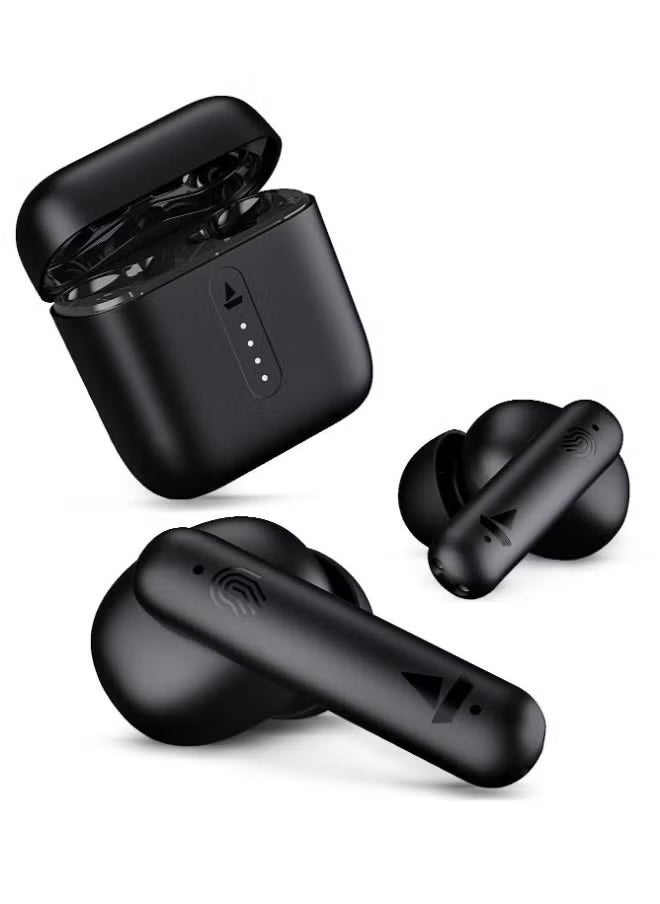 Haino Teko - Airdopes 141 Bluetooth TWS Earbuds with 42H Playtime, Low Latency Mode for Gaming, ENx Tech, IWP, IPX4 Water Resistance, Smooth Touch Controls, Bold Black - Image 1