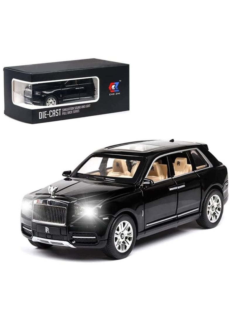 Swift 1:24 Rolls-Royce Cullinan Diecast Model Car, Zinc Alloy Pull Back Ty car with Sound and Light for Kids Boy Girl Gift, Black  - Image 1
