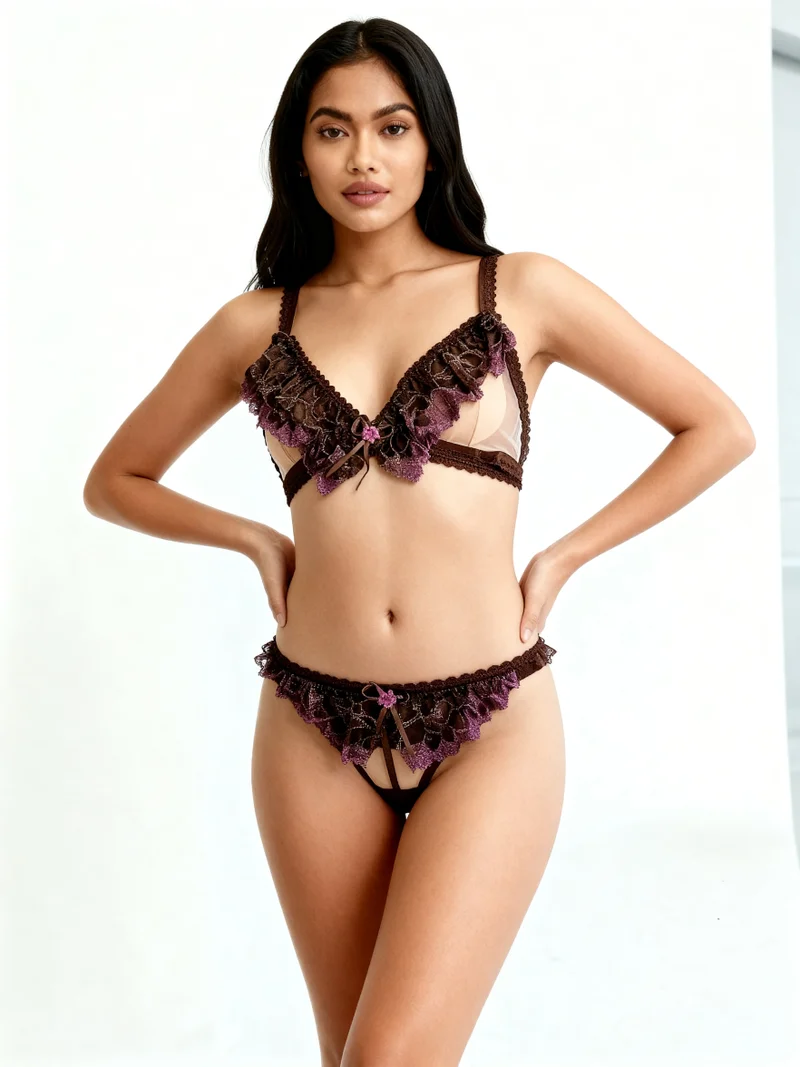 ليس اند مي  Sexy Lace Lingerie Set for Women – Designer Bra & Matching Panty | Romantic Intimates Wear
