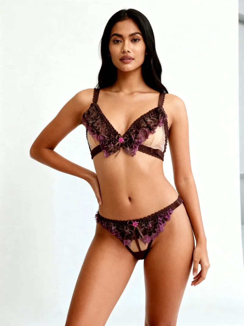 ليس اند مي  Sexy Lace Lingerie Set for Women – Designer Bra & Matching Panty | Romantic Intimates Wear