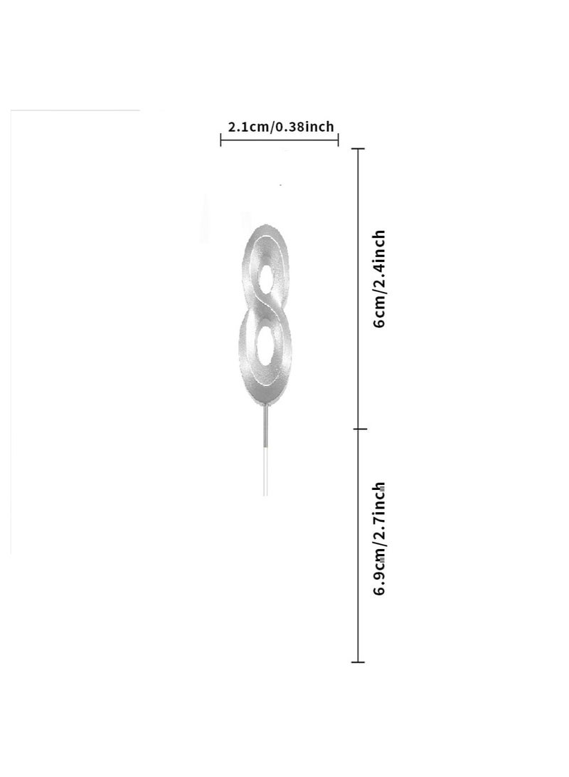 HOME ZONE Silver Number Candles For Happy Birthday Cake and Party Number 8 - Image 2