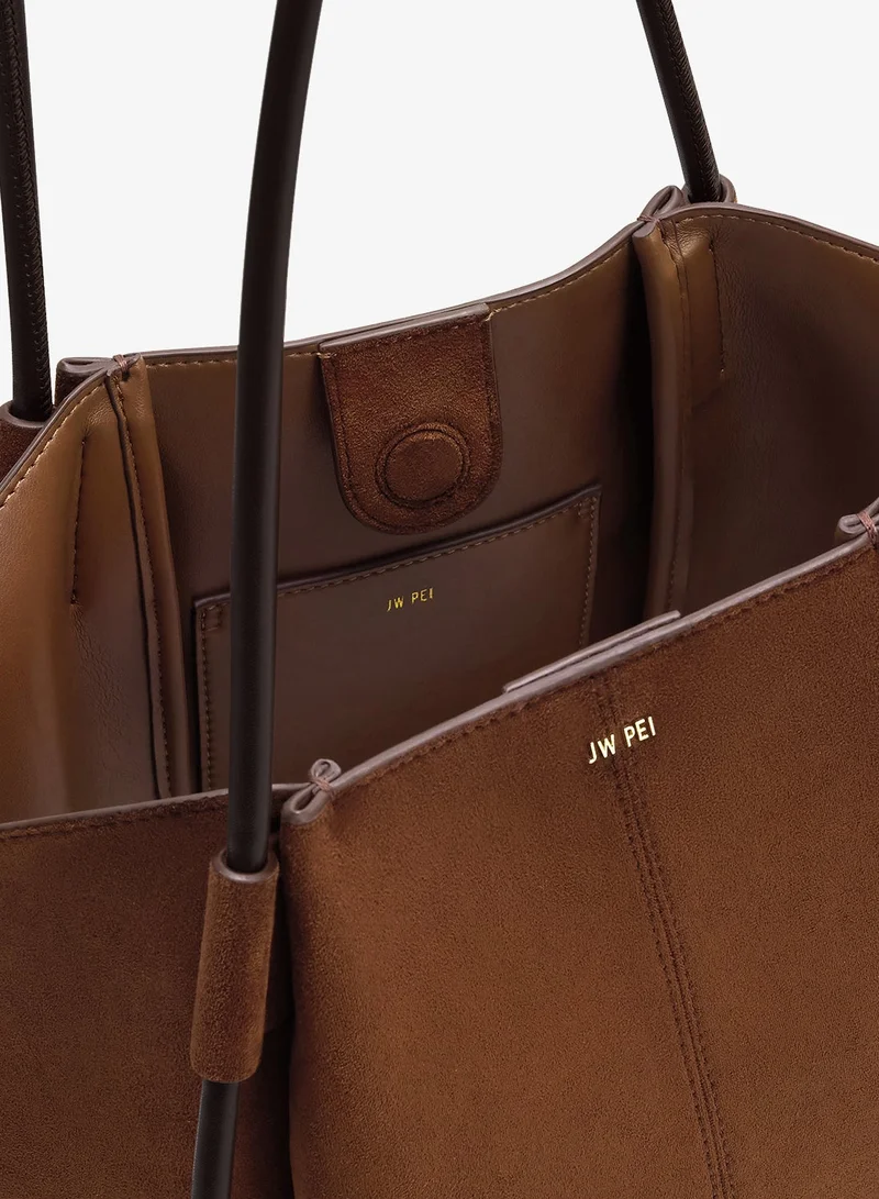 Jw Pei Brown Nala Faux Suede Wide Tote Bag for Women | Best Price UAE