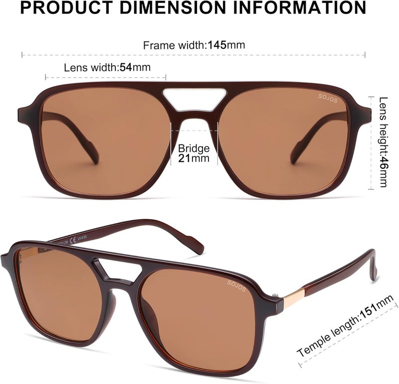 Sojos All storage type compatible Retro Aviator Sunglasses for Women Men,Trendy Rectangle Womens Mens Shades Sun Glasses SJ2202 Fixed & portable compatible - Image 5