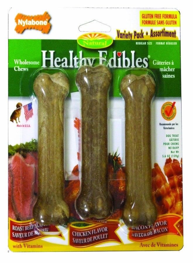 Nylabone Healthy Edibles Regular Variety Pack, 3 Count