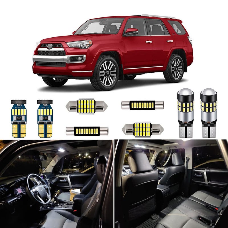 AUTOGINE 16 Piece White Interior LED Lights Kit for Toyota 4Runner 2010 2011 2012 2013 2014 2015 2016 2017 2018 2019 2020 2021 2022 Super Bright 6000K Interior LED Light Bulbs Package + Install Tool - Image 1