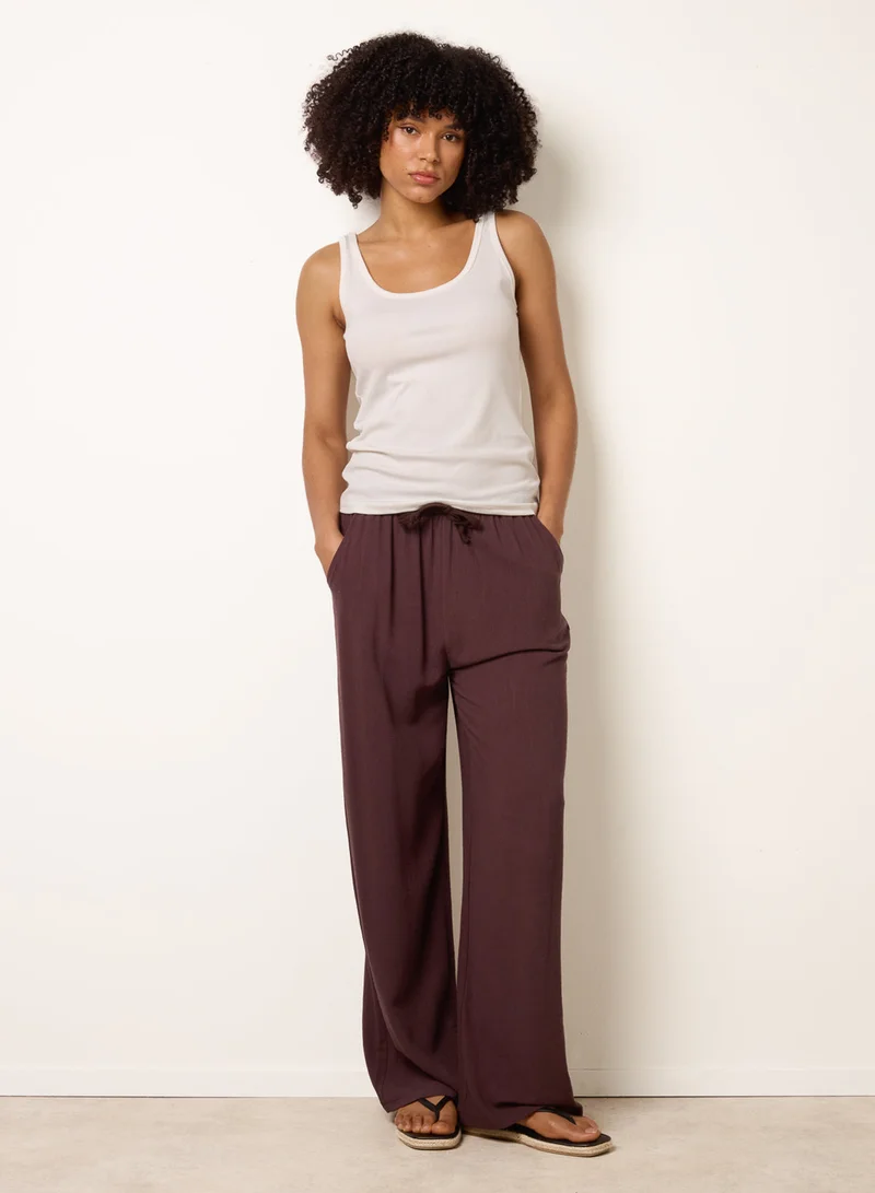بلو فانيلا Linen-Blend Drawstring Trousers