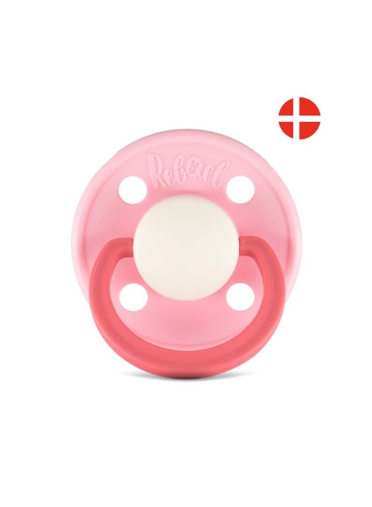 Rebael Fashion Natural Rubber Round Pacifier Size 2 - Baby 6M+ (1-pack) - Pink and White - Image 3