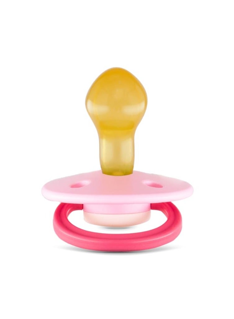Rebael Fashion Natural Rubber Round Pacifier Size 2 - Baby 6M+ (1-pack) - Pink and White - Image 2