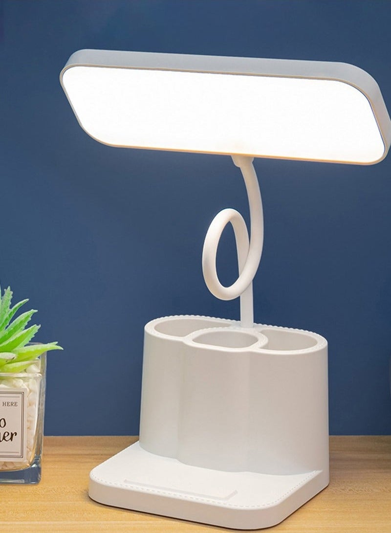 3 Color Modes,Stepless Dimming，Adjustable Gooseneck Reading Lamp with Pen Holder/Phone Holder，Home Office Desk Lamp with Touch Control , Rechargeable Battery Operated Home Office Desk Lamp - Image 1