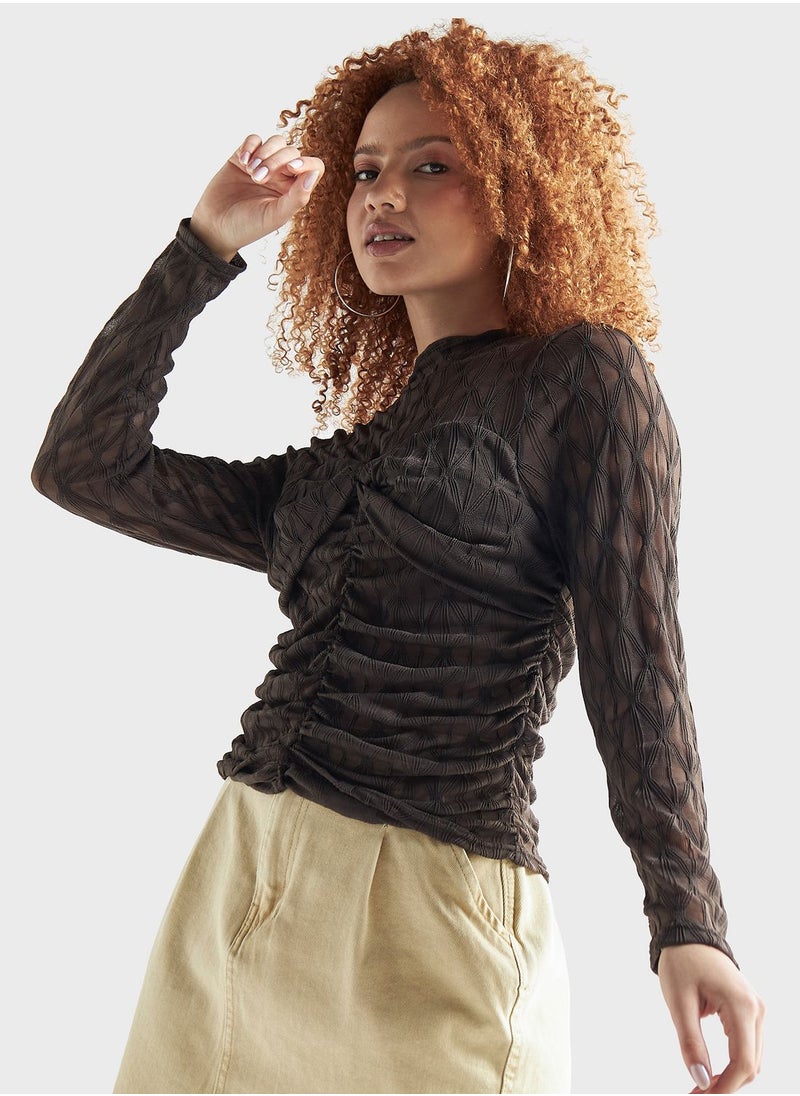 FAV - Ruched Crew Neck Top - Image 1
