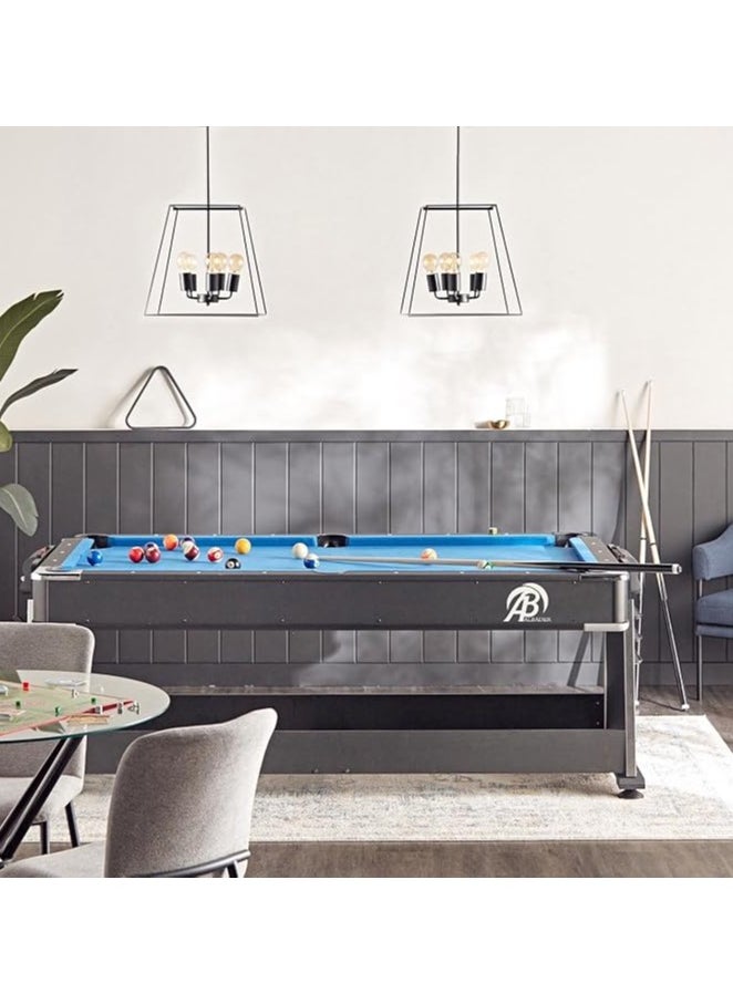AL BADER - 7 FT 4 in 1 Multi Functional MDF Pool Billiard Table + Air Hockey + Tennis Table + Dinning Table, Indoor & Outdoor Gaming Pool Table 7 Feet (Blue) - Image 1