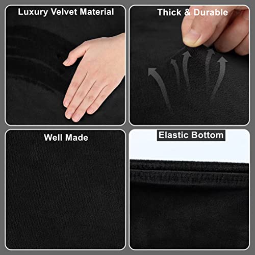 AZHCHKE Stretch Velvet Toilet Lid Cover and Toilet Tank Lid Cover, Bathroom Super Soft Toilet Lid Cover Set Luxury Velvet Plush, with Elastic Bottom, Machine Wash, Black - Image 4