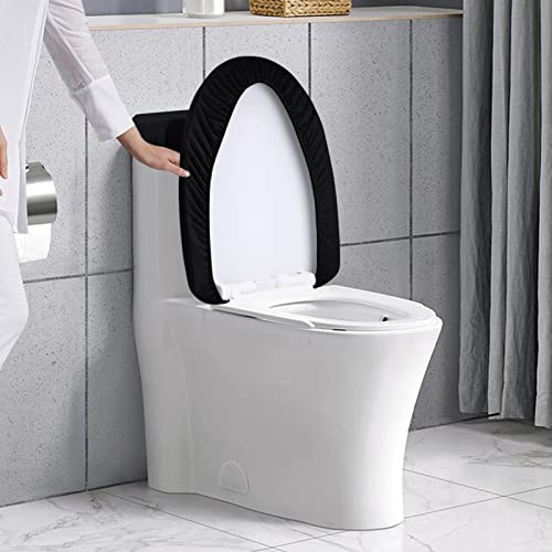 AZHCHKE Stretch Velvet Toilet Lid Cover and Toilet Tank Lid Cover, Bathroom Super Soft Toilet Lid Cover Set Luxury Velvet Plush, with Elastic Bottom, Machine Wash, Black - Image 5