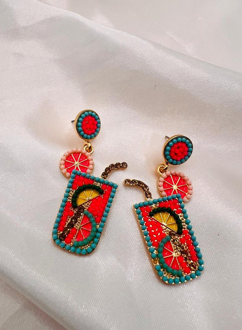 Just Pretty Corner Tropical Drink Cup Design Earrings for Women - Image 2