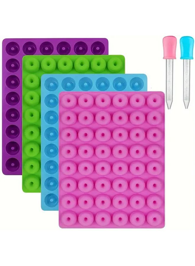 4 Pcs Purple Silicone Mold Set For Chocolate Donut Cake Ice Cream Candy With Droppers - Image 1