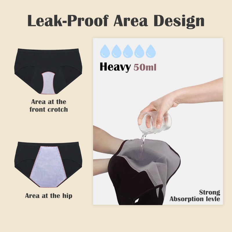 BAJISA Incontinence Underwear for Women Washable Incontinence Underwear Absorbent Cotton Panties Bladder Leak Underwear for Women Teens - Image 5