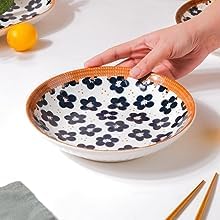 Eletree Dinner Serving Ramen Bowls,Beutiful Ceramic Japanese Style Bowls with Gift Box Set Apply to Soup,Pasta, Salad,Ice Cream,Rice,Side Dishes,Yogurt(Set of 6-(4-Bowl,2plate)) - Image 2