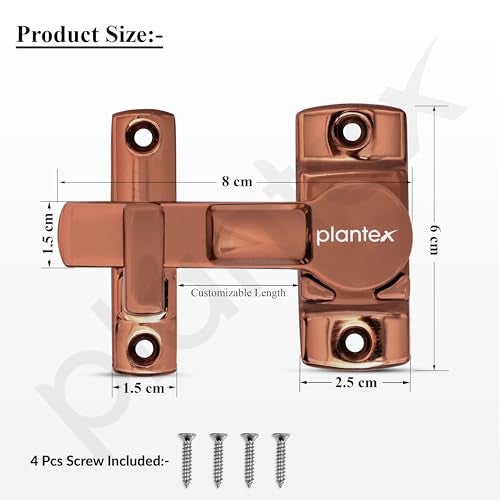 Plantex Door Latch/Flip Latch Lock/Door Latch Lock for Bathroom/Balcony/Wardobe/Bedroom/Door Stopper for Home/Chitkani/Latch Lock for Door/Baby Latch - (PVD Rose Gold) - Image 3
