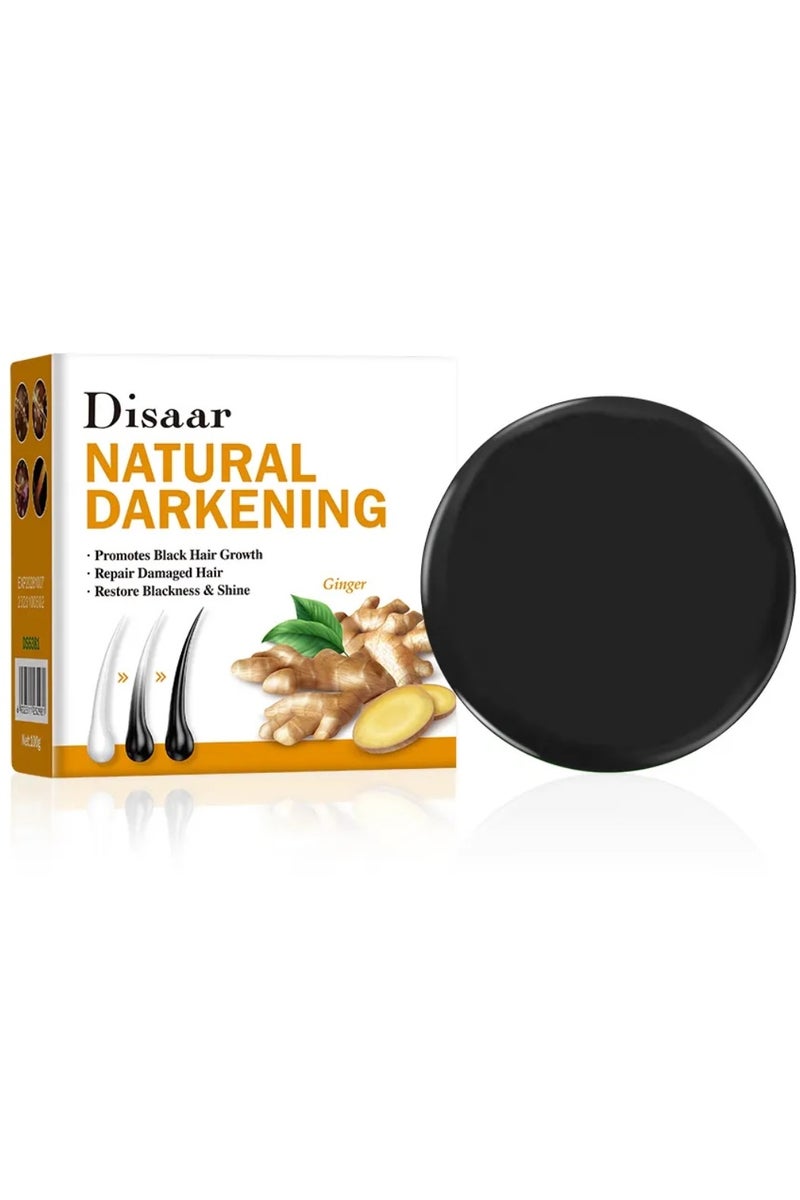 Disaar 100g Natural Darkening Ginger Soap Gray To Black Moisturizing Plant Essence Shampoo Bar Natural Organic Shampoo and Conditioner Bar for Thinning Hair Conditioner Effect Hair Soap with Cleaning Bar - Image 1