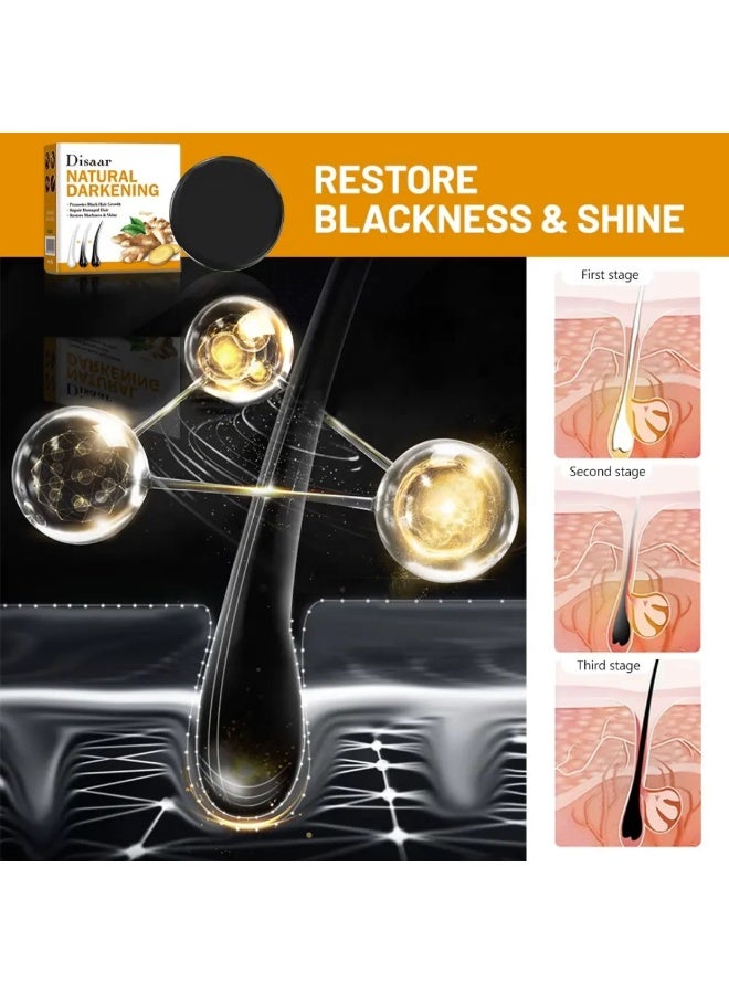 Disaar 100g Natural Darkening Ginger Soap Gray To Black Moisturizing Plant Essence Shampoo Bar Natural Organic Shampoo and Conditioner Bar for Thinning Hair Conditioner Effect Hair Soap with Cleaning Bar - Image 3