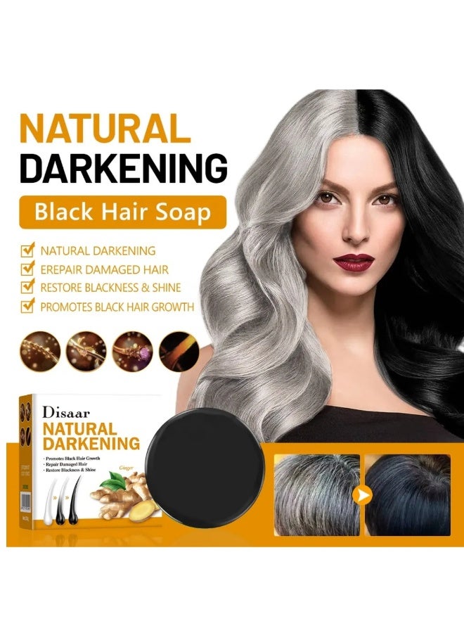 Disaar 100g Natural Darkening Ginger Soap Gray To Black Moisturizing Plant Essence Shampoo Bar Natural Organic Shampoo and Conditioner Bar for Thinning Hair Conditioner Effect Hair Soap with Cleaning Bar - Image 5