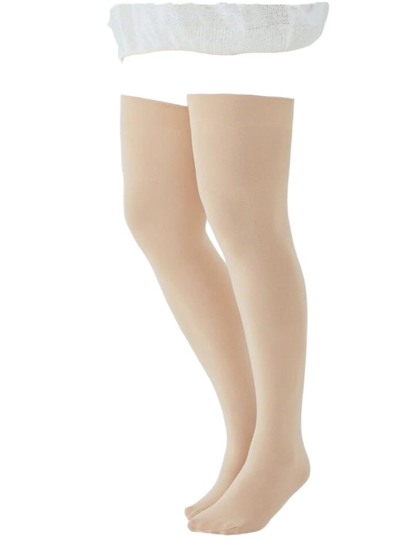 Medical Compression Stockings for The Leg, Easy to Wear, Two Pieces, Suitable for Varicose Veins and Diabetics, Solid Color Size-L - Image 3