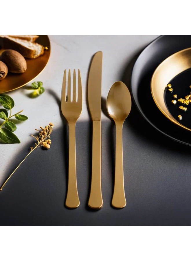 Amscan Gold Plastic Heavy Weight Assorted Cutlery Set (24 Pc.) - Durable & Elegant Utensils, Perfect for Parties, Events, and Everyday Use - Image 3