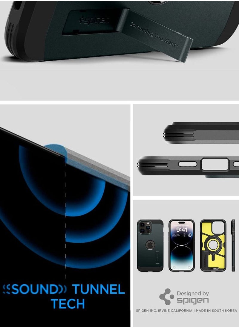 Spigen Tough Armor MagFit iPhone 14 Pro Max Case Cover (2022) with MagSafe - Abyss Green  - Image 3