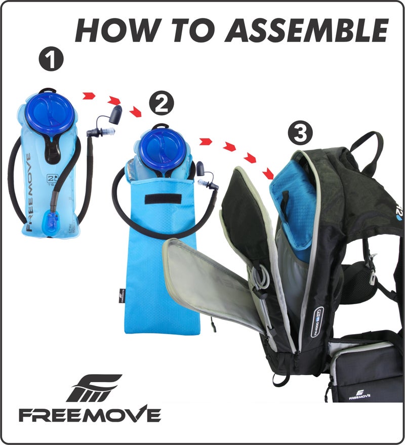 FREEMOVE Hydration Pack Backpack with 2L Hydration Bladder and Insulated Cooler Bag, Camel Cooler Backpack for Hiking, Running, Cycling, Biking, MTB > Water Daypack Backpack Suitable for Men, Women and Kids - Image 2