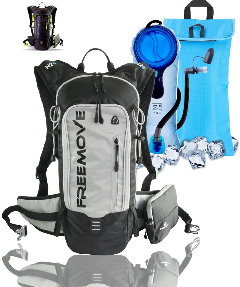 FREEMOVE Hydration Pack Backpack with 2L Hydration Bladder and Insulated Cooler Bag, Camel Cooler Backpack for Hiking, Running, Cycling, Biking, MTB > Water Daypack Backpack Suitable for Men, Women and Kids - Image 1