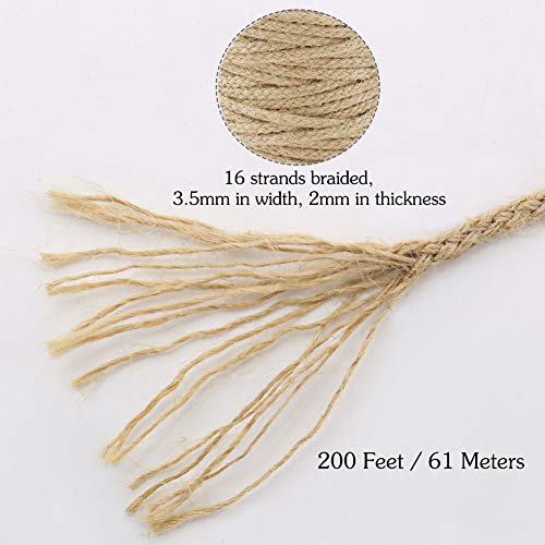 Tenn Well Jute Twine, 200Feet 3.5mm Braided Jute Rope, Natural Twine String for Crafts, Gift Wrapping, Gardening, Recycling, Macrame Projects and Holiday Decorations - Image 3