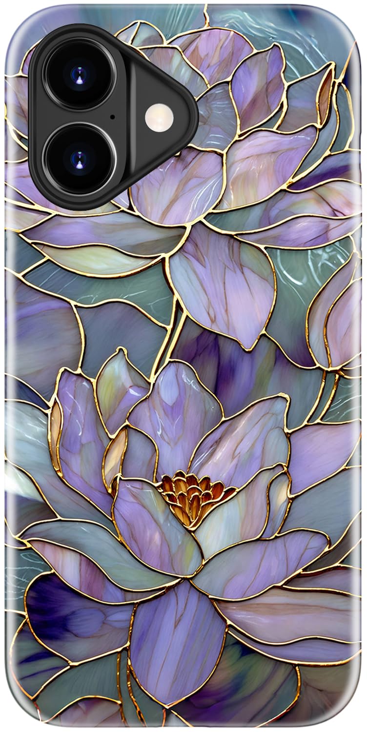 Goodon for iPhone 17 Case Cute - Wireless Charging Compatible - Dual-Layer Hard Shell + Silicone Cover - Protective Phone Case with Trendy Designs for Women - Abstract Lotus - Image 1