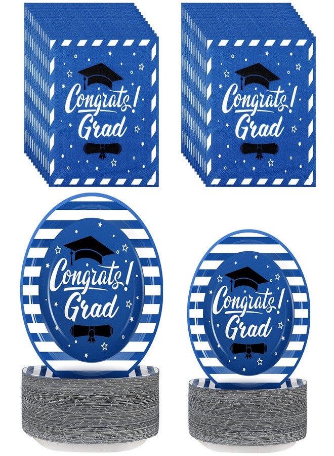 Yuxung 300 Pcs Graduation Party Plates and Napkins Graduation Decorations 2025 Blue Party Supplies Disposable Dessert Paper Plates Napkins for Congrats Grad School Kindergarten Table Decor, Serve 100 - Image 1