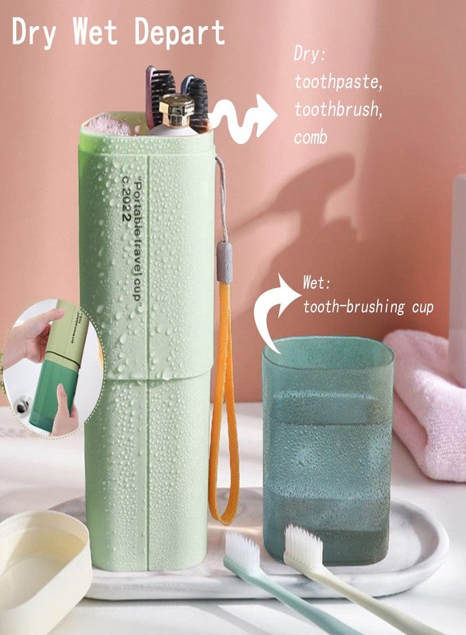 Rmannke Toothbrush Travel Case, Portable Travel Toothbrush Holder, Multifunction Toothbrushes Toothpaste Set with Cup, Toothbrush Case for Traveling, Camping, School, Business and Daily Uses (Green) - Image 2