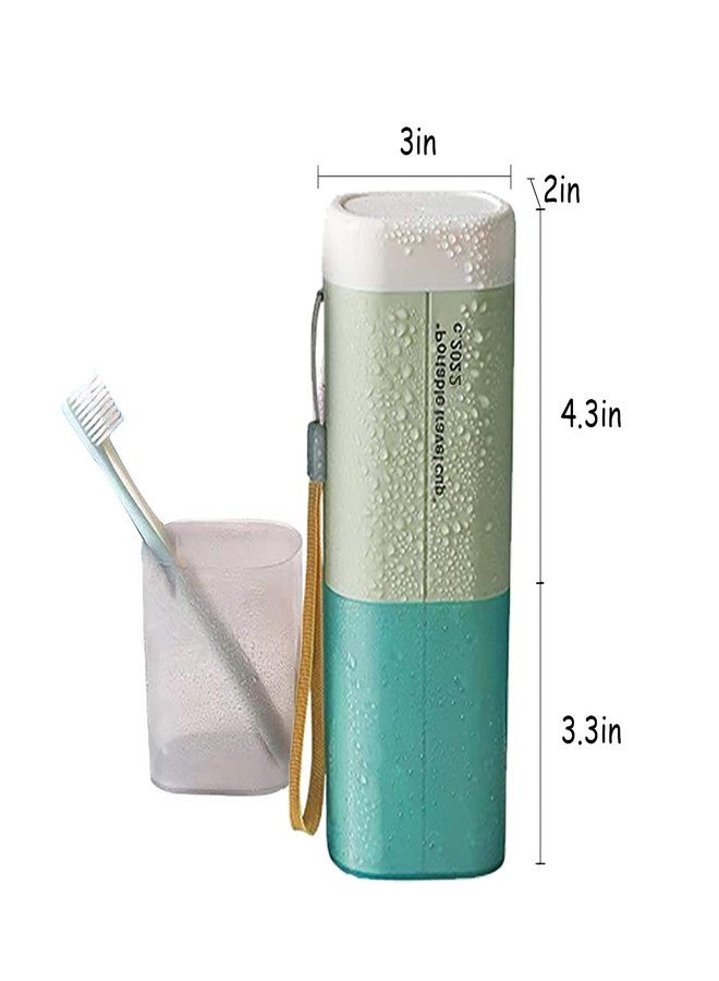 Rmannke Toothbrush Travel Case, Portable Travel Toothbrush Holder, Multifunction Toothbrushes Toothpaste Set with Cup, Toothbrush Case for Traveling, Camping, School, Business and Daily Uses (Green) - Image 3