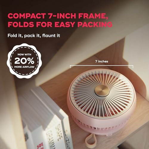 NUUK Folde V2 Personal Rechargeable Fan For Travel|Folds 180° & Fits In Any Bag|Cordless,7-Inch|16 Hr Run Time,4 Wind Speeds|Super Silent BLDC Motor|For Hiking,Picnics,Beach,Camping - Image 3