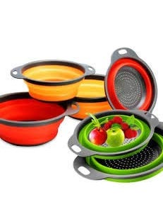 svk dream SVK Dream Silicone Kitchen Bowl Strainer/Colander, Best Sink Basket for Washing Vegetable, Fruit, Drainer for Pasta, Noodles, Food Items - Multi Color - (1pc) (Round)  - Image 4