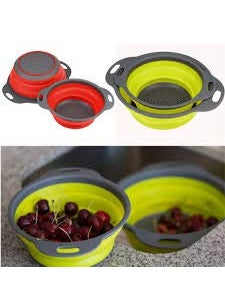 svk dream SVK Dream Silicone Kitchen Bowl Strainer/Colander, Best Sink Basket for Washing Vegetable, Fruit, Drainer for Pasta, Noodles, Food Items - Multi Color - (1pc) (Round)  - Image 2