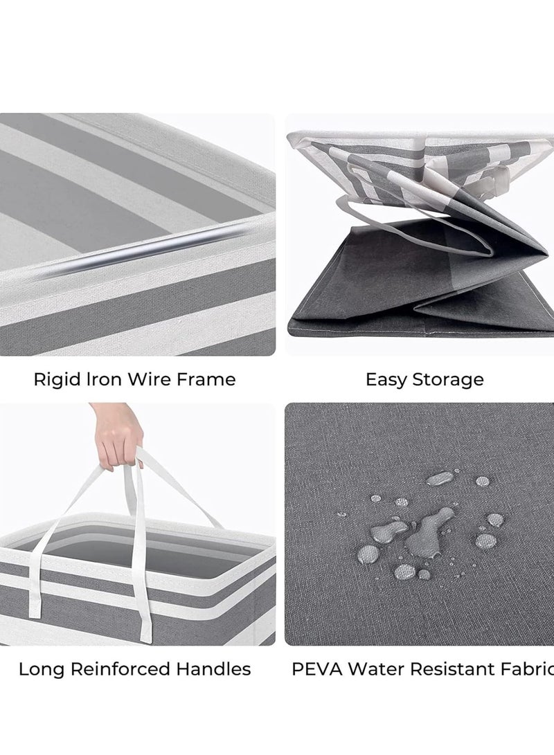 راكسوم سلة غسيل بمقابض - حقيبة غسيل كبيرة قابلة للطي ومقاومة للماء بسعة 75 لترًا، سلة قابلة للطي للألعاب والبطانيات وصندوق الملابس المتسخة لمنظم الحمام 20 × 16 × 12 بوصة - Image 3