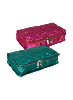 Kuber Industries Kuber Industries Makeup Storage Bag | Vanity Organizer | Makeup Pouch | Pendant Organizer | Cosmetic Kit for Travel | 6 Pouch Organizer | Moti Jewellery Organizer | Large | Pack of 2 | Multi  - Image 1