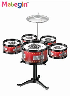 MEBEGIN Rock Jazz Drum Set for Kids, Musical Instrument Toy for Music Enlightenment, 5 Drums Band Rock Set, Ideal Gift Toy for Kids  - Image 1